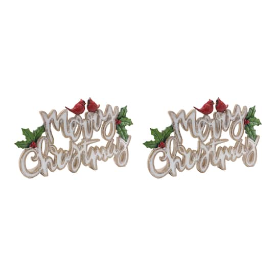 12" Cardinal Merry Christmas Tabletop Décor Set